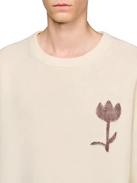 Wool Sweater with Flower Detail