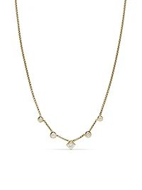 Petite Modern Renaissance Station Chain Necklace in 18K Yellow Gold with Diamonds, 3.4mm