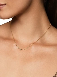 Petite Modern Renaissance Station Chain Necklace in 18K Yellow Gold with Diamonds, 3.4mm