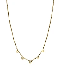 Petite Modern Renaissance Station Chain Necklace in 18K Yellow Gold with Diamonds, 3.4mm