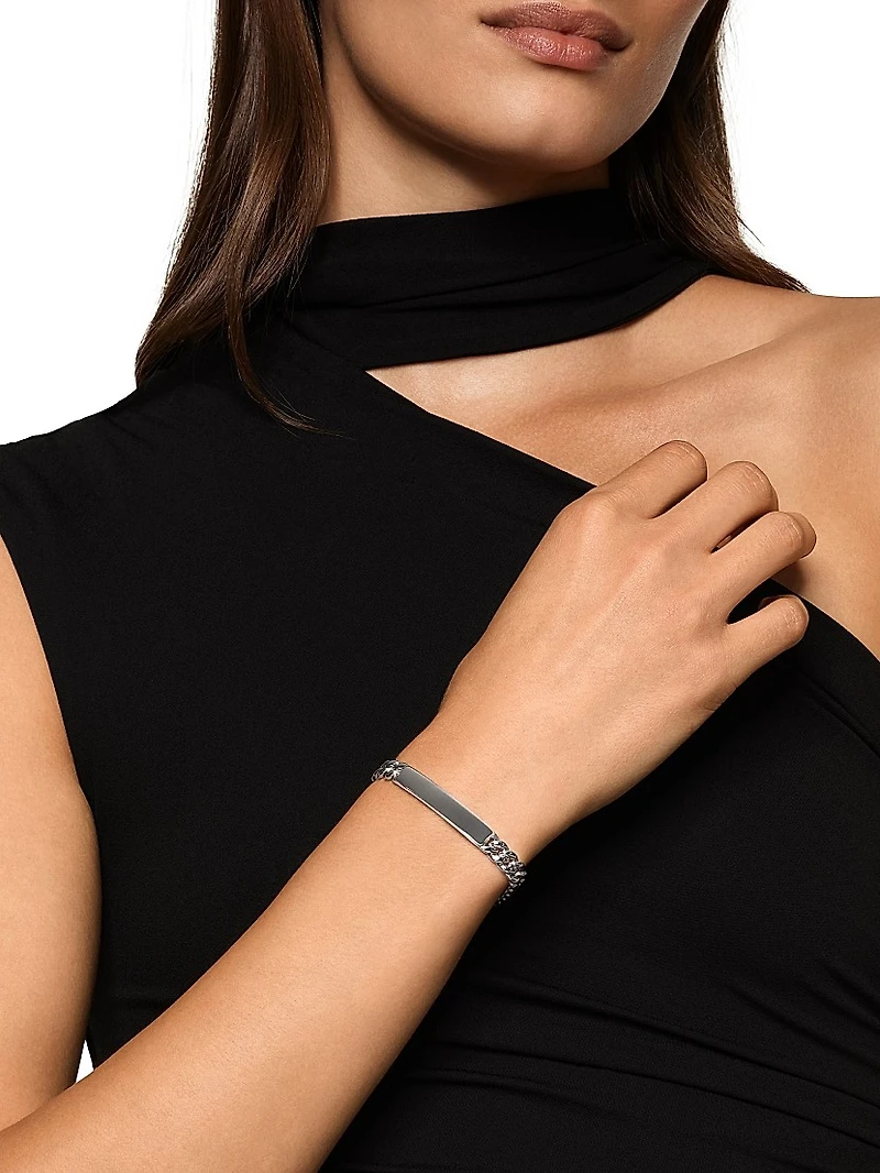 Curb Chain ID Bracelet Sterling Silver