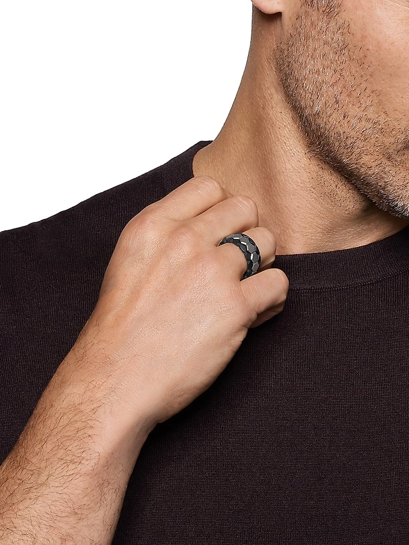 Hex Stack Ring Black Titanium