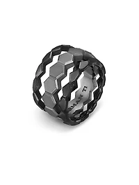 Hex Stack Ring Black Titanium