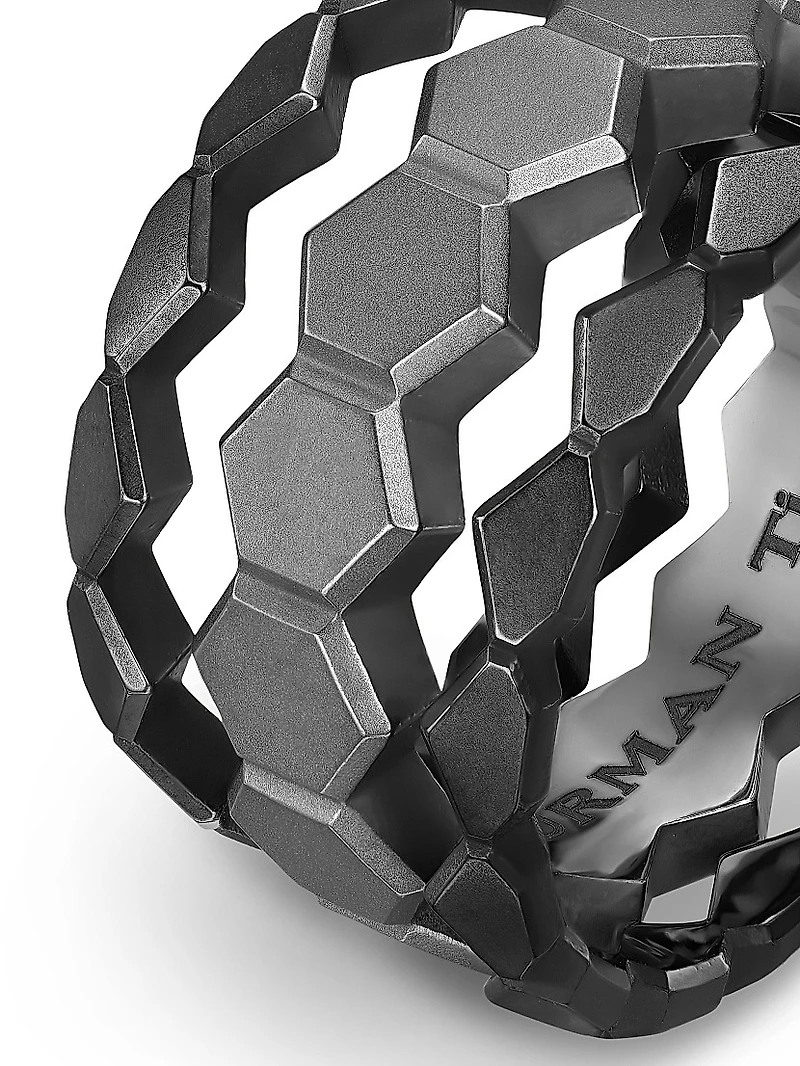 Hex Stack Ring Black Titanium