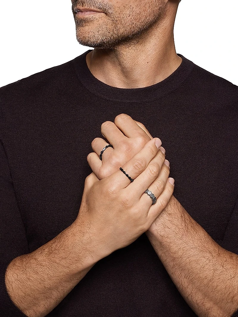 Hex Stack Ring Black Titanium