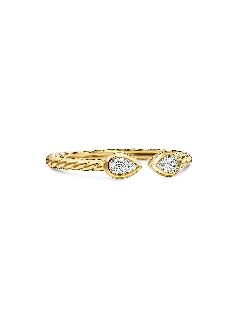 Petite Modern Renaissance Open Pear Ring 18K Yellow Gold