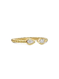 Petite Modern Renaissance Open Pear Ring 18K Yellow Gold