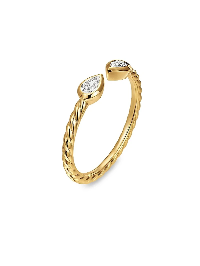 Petite Modern Renaissance Open Pear Ring 18K Yellow Gold
