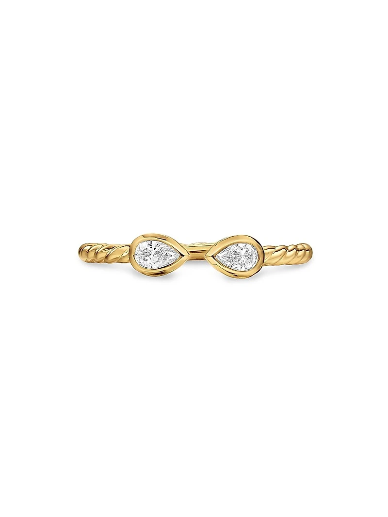 Petite Modern Renaissance Open Pear Ring 18K Yellow Gold