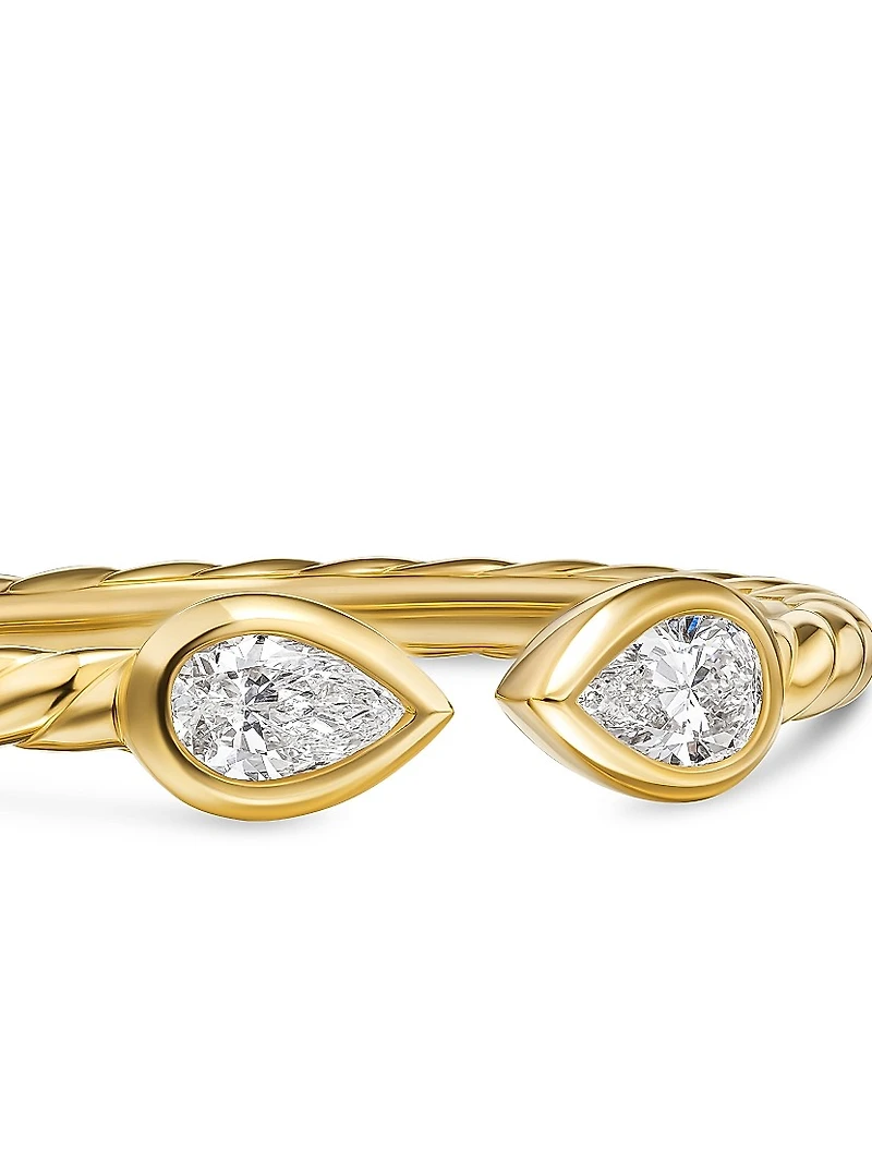 Petite Modern Renaissance Open Pear Ring 18K Yellow Gold