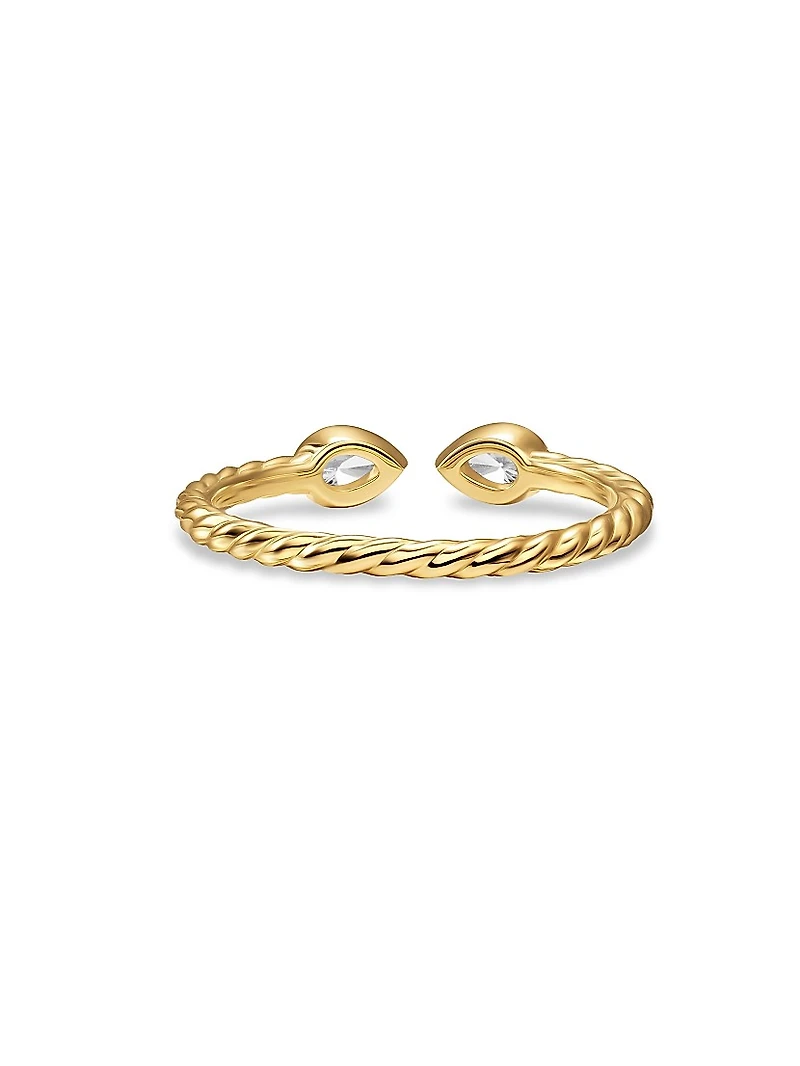 Petite Modern Renaissance Open Pear Ring 18K Yellow Gold