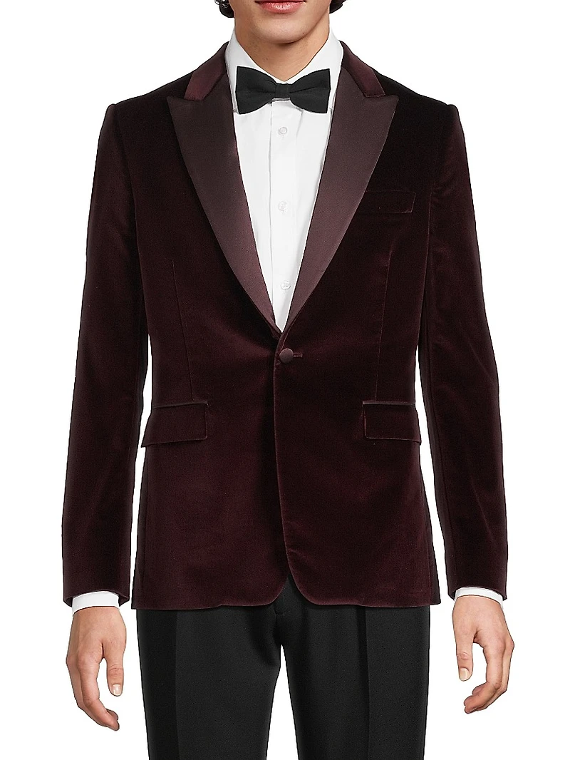 Velvet One-Button Jacket