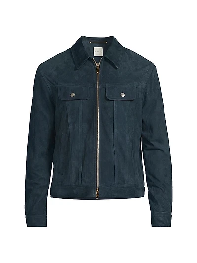 Slim-Fit Suede Trucker Jacket