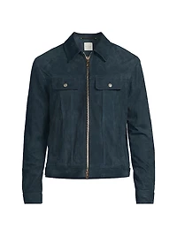 Slim-Fit Suede Trucker Jacket
