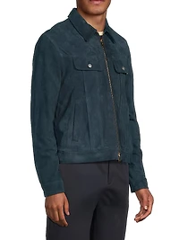 Slim-Fit Suede Trucker Jacket