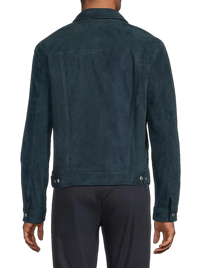 Slim-Fit Suede Trucker Jacket