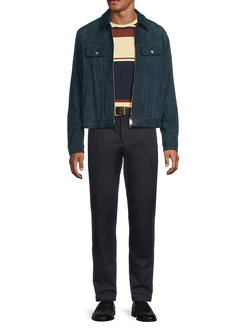 Slim-Fit Suede Trucker Jacket