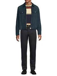 Slim-Fit Suede Trucker Jacket