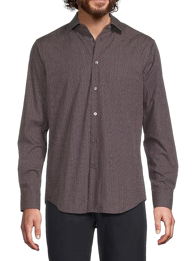 Pin-Dot Cotton Tailored-Fit Shirt