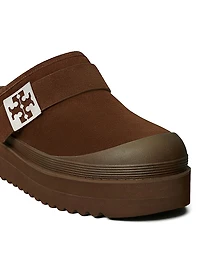Mellow Shearling-Lined Suede Platform Mules