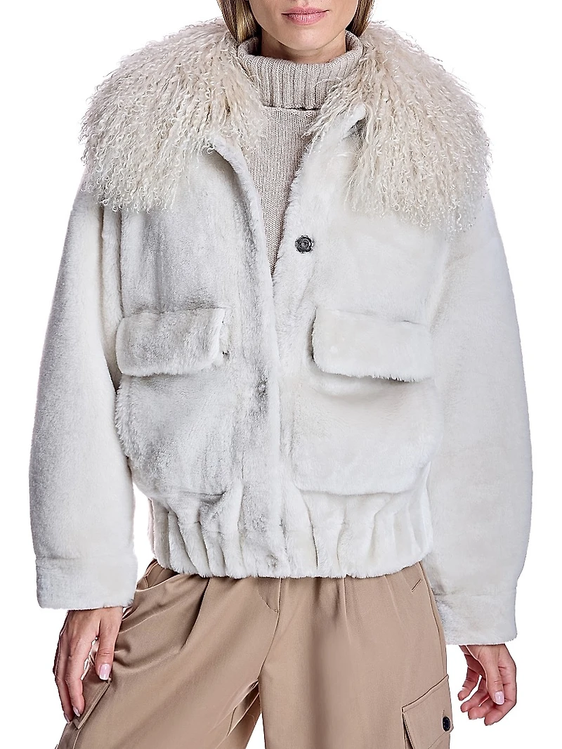 Fur Trimmed Shearling Bomber