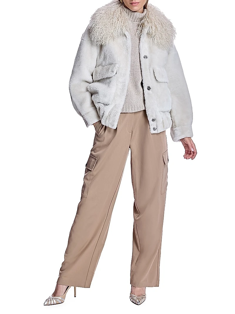 Fur Trimmed Shearling Bomber