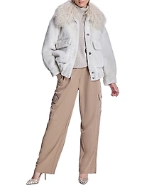 Fur Trimmed Shearling Bomber