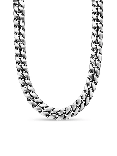 Curb Chain Necklace Sterling Silver, 18MM
