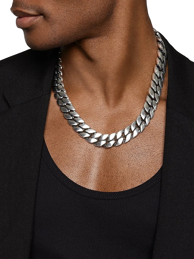 Curb Chain Necklace Sterling Silver, 18MM