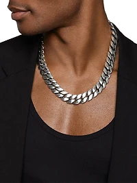 Curb Chain Necklace Sterling Silver, 18MM