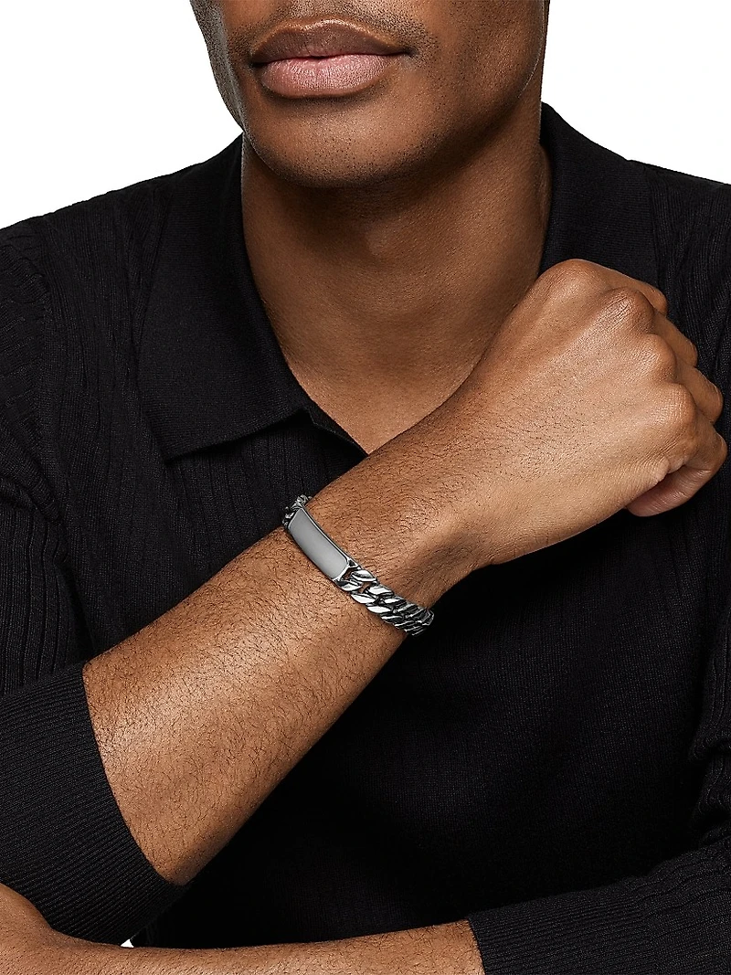 Curb Chain ID Bracelet Sterling Silver