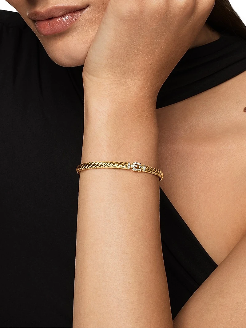 Sculpted Cable Buckle Bracelet 18K Yellow Gold