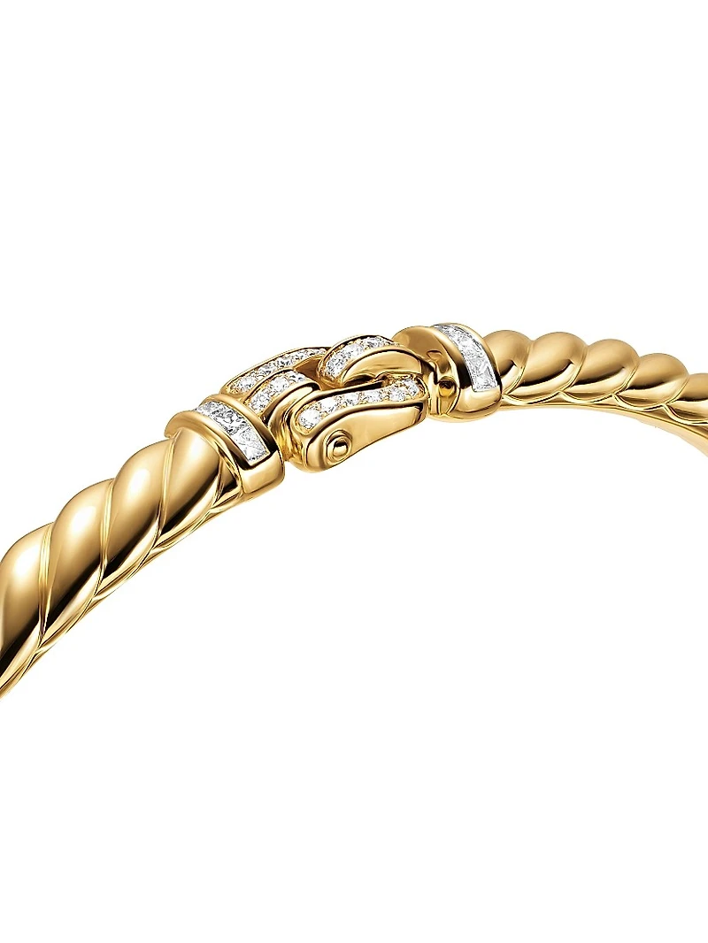 Sculpted Cable Buckle Bracelet 18K Yellow Gold