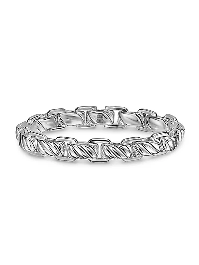 Sculpted Cable Link Bracelet Sterling Silver, 12MM