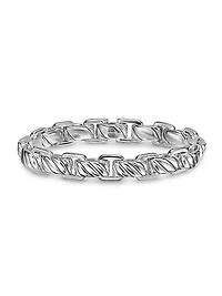 Sculpted Cable Link Bracelet Sterling Silver, 12MM
