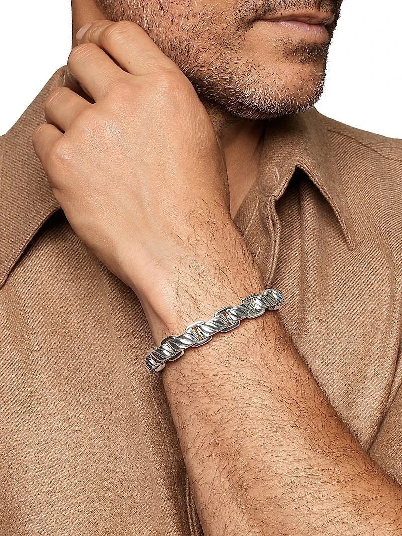 Sculpted Cable Link Bracelet Sterling Silver, 12MM