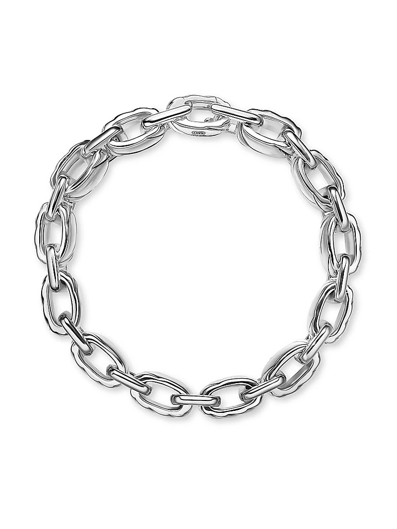 Sculpted Cable Link Bracelet Sterling Silver, 12MM