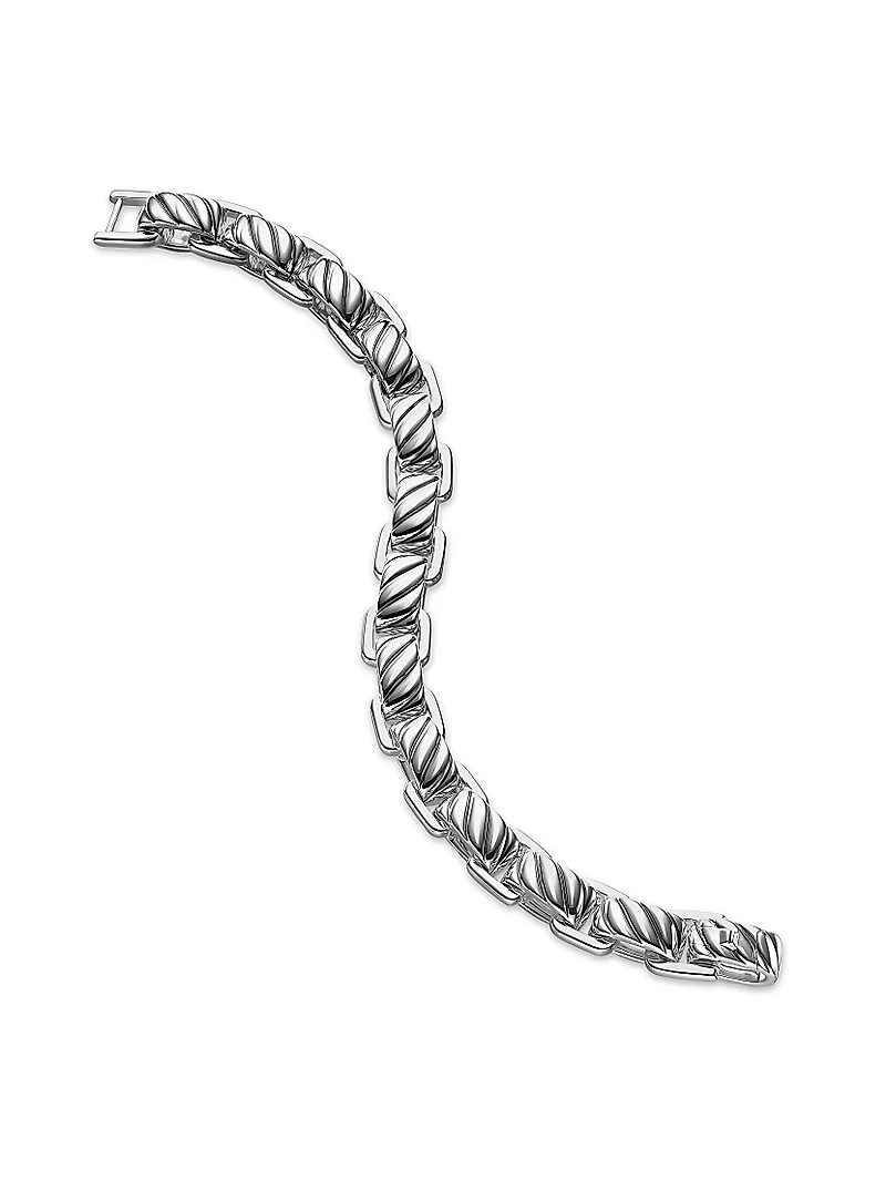 Sculpted Cable Link Bracelet Sterling Silver, 12MM