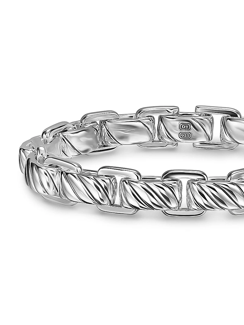 Sculpted Cable Link Bracelet Sterling Silver, 12MM