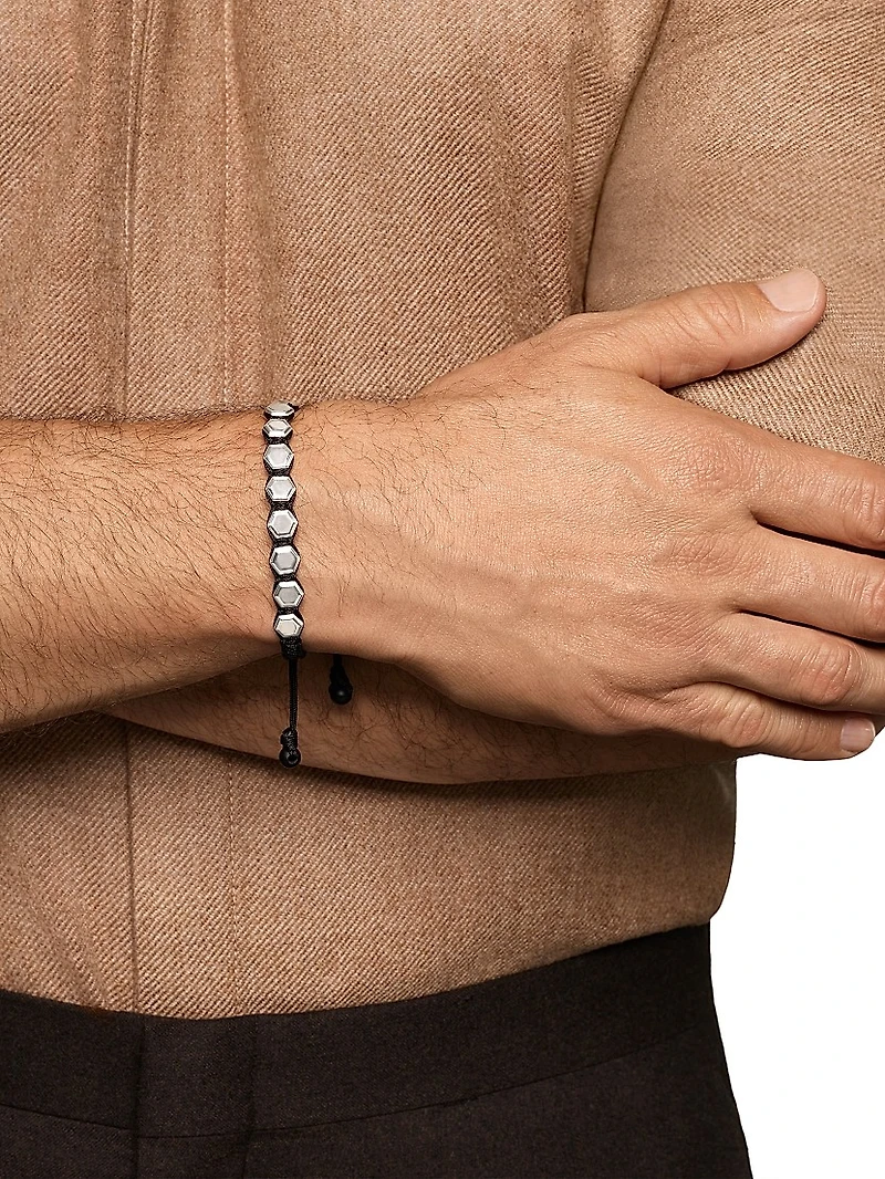 Faceted Woven Bracelet Sterling Silver