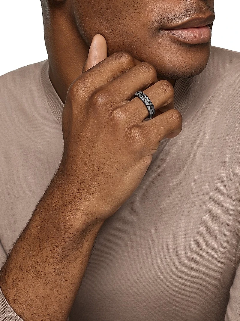 Faceted Band Ring Black Titanium