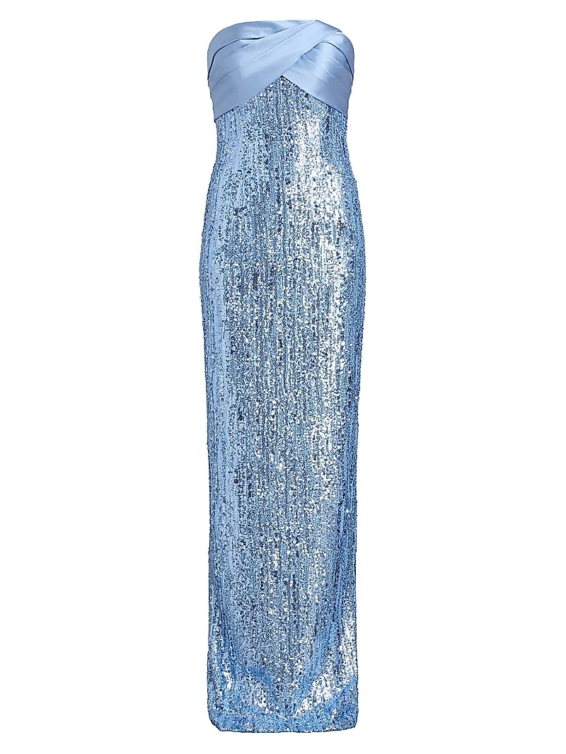 Sequined Satin Mix Media Gown