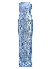 Sequined Satin Mix Media Gown