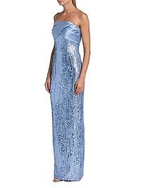 Sequined Satin Mix Media Gown