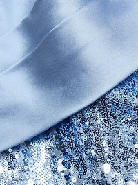 Sequined Satin Mix Media Gown