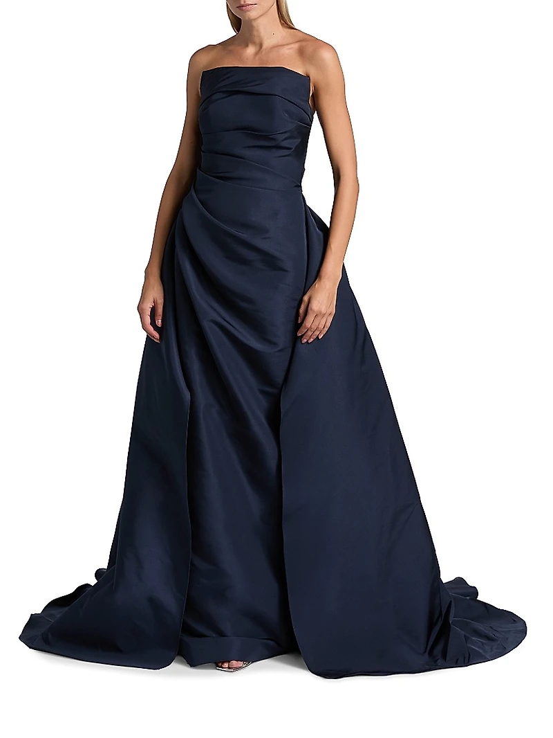 Draped Faille Strapless Ballgown