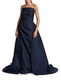 Draped Faille Strapless Ballgown
