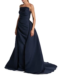 Draped Faille Strapless Ballgown