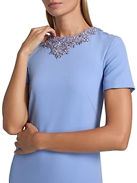 Embellished Neckline Crêpe A-Line Gown
