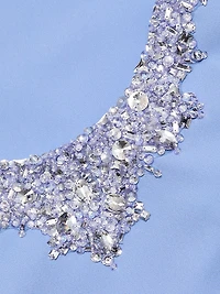 Embellished Neckline Crêpe A-Line Gown